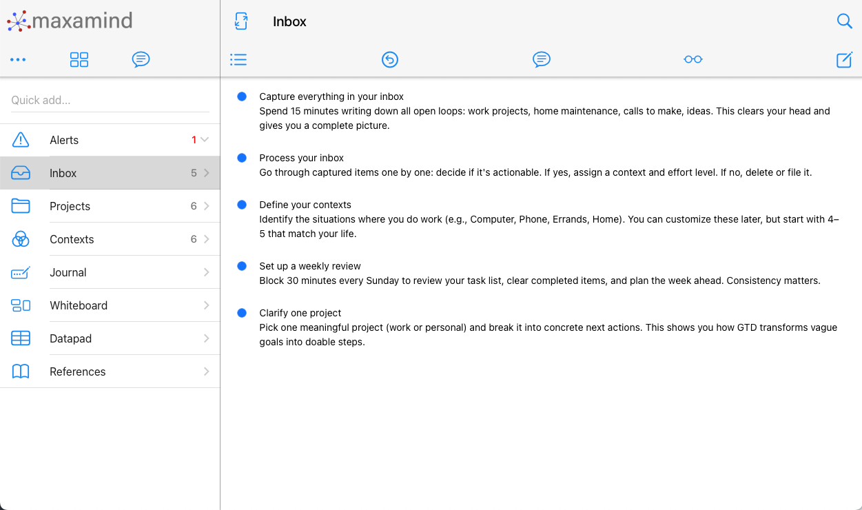 Outline view for projects